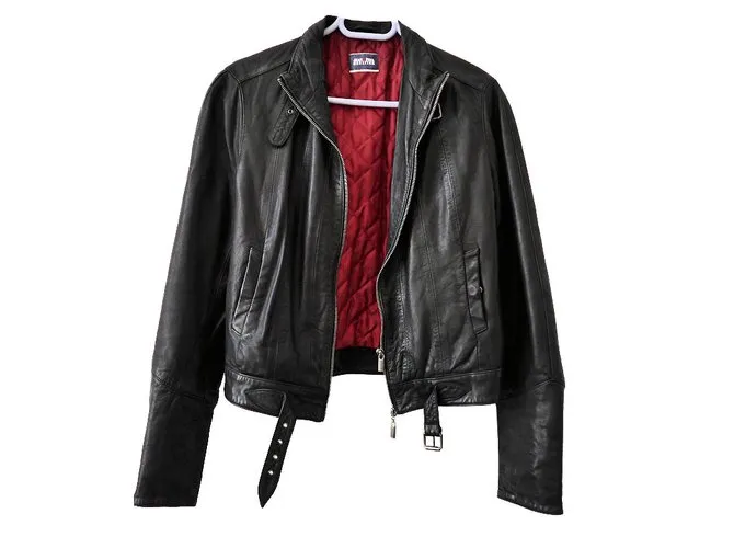 Jean Paul Gaultier Chaqueta biker de cuero Negro Roja 