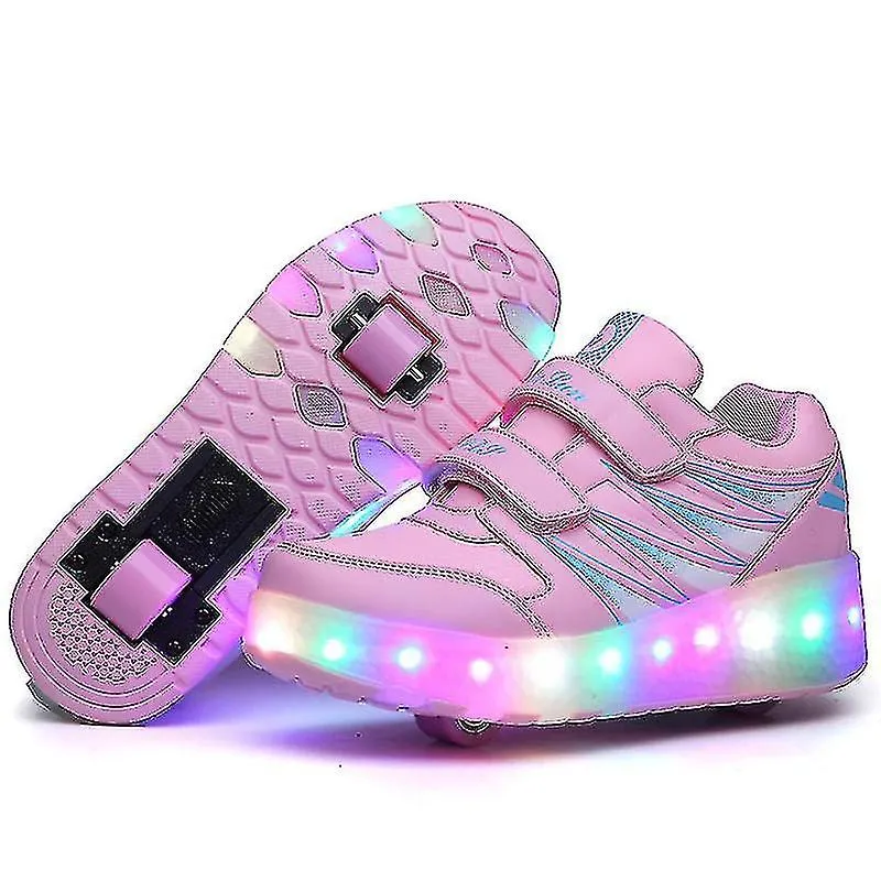 Light Up Roller Shoes Wheeled Skate Sneaker Sports Shoes Children's Two-wheeled Led Flashing Light Invisible Roller Skates S