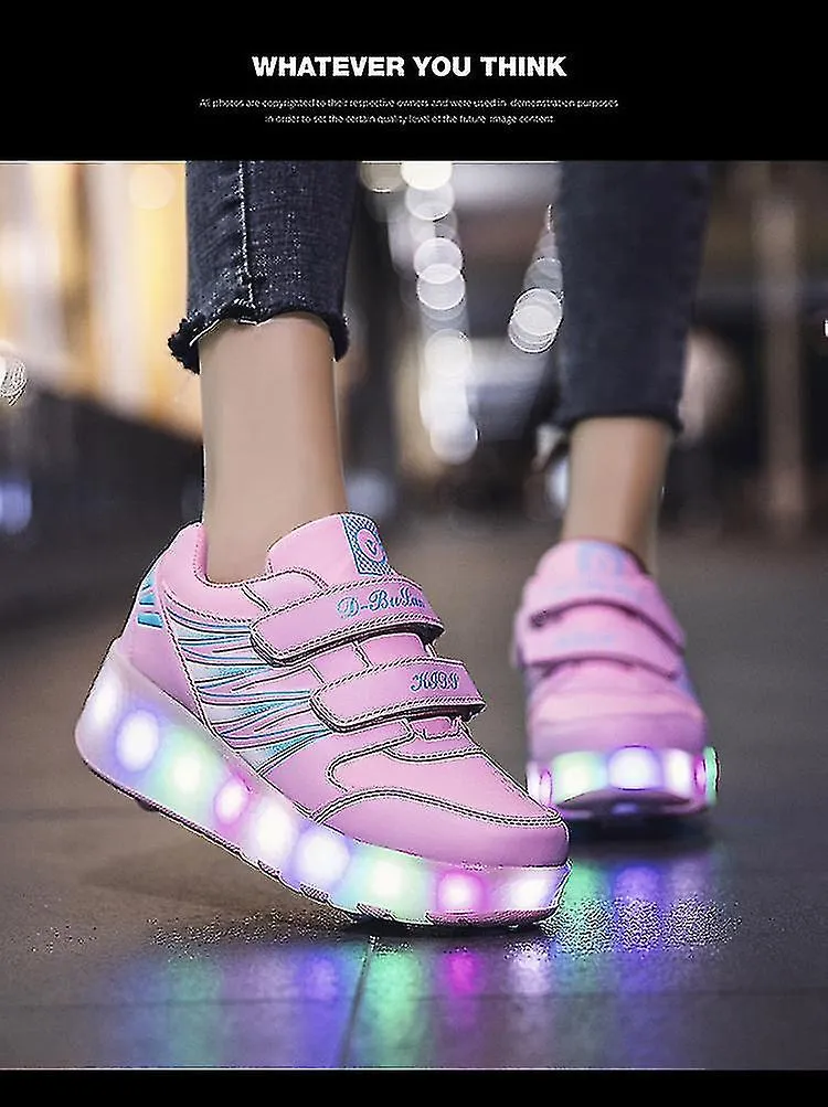 Light Up Roller Shoes Wheeled Skate Sneaker Sports Shoes Children's Two-wheeled Led Flashing Light Invisible Roller Skates S