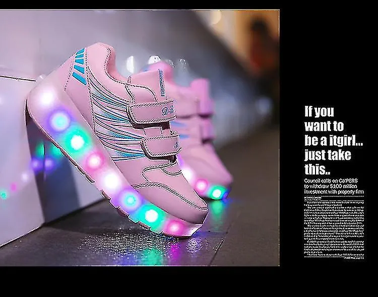 Light Up Roller Shoes Wheeled Skate Sneaker Sports Shoes Children's Two-wheeled Led Flashing Light Invisible Roller Skates S