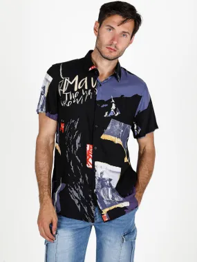 Lurvy Camisa ligera de hombre de manga corta con estampados.