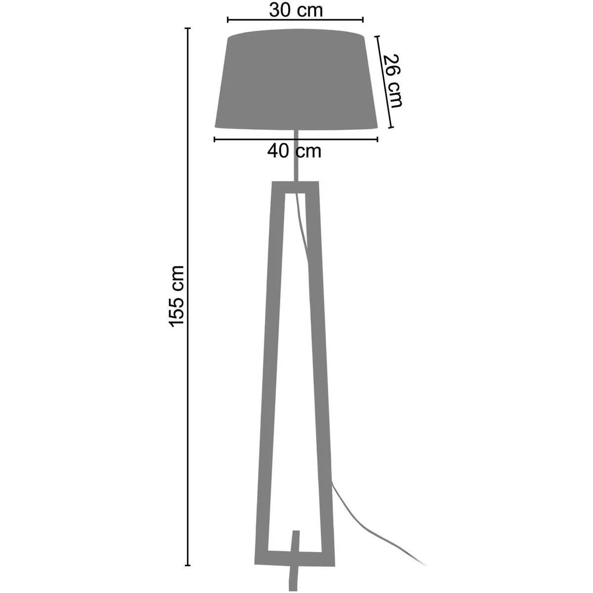 Lámpara de pie cono madera negro