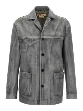 Marni Chaqueta De Cuero - Gris