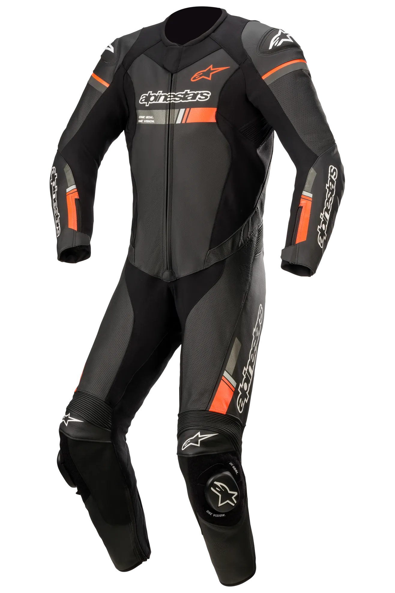 Mono de cuero Alpinestars GP Force Chaser Negro-Naranja Fluo