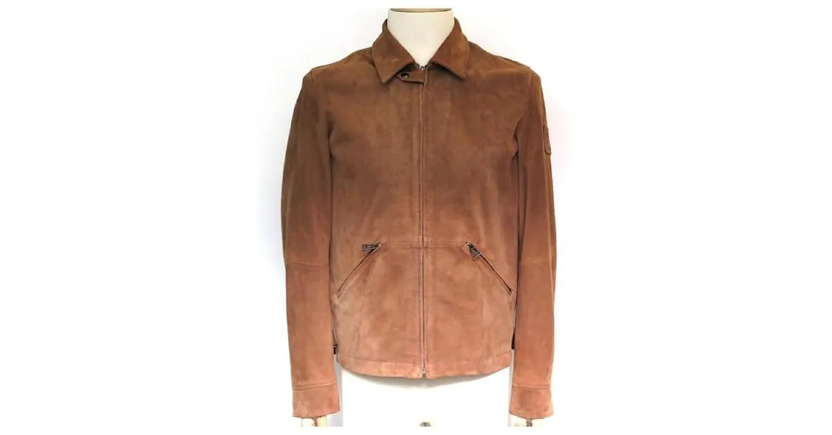 NUEVA CHAQUETA BELSTAFF LEDERJACKE COOPER SUEDE 710207 48 M CUERO MARRÓN CLARO Castaño 