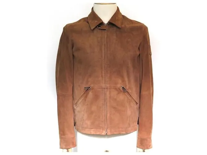 NUEVA CHAQUETA BELSTAFF LEDERJACKE COOPER SUEDE 710207 48 M CUERO MARRÓN CLARO Castaño 