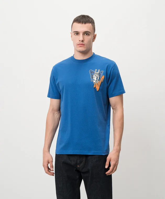 Off-White Blue t-shirt with a brand print