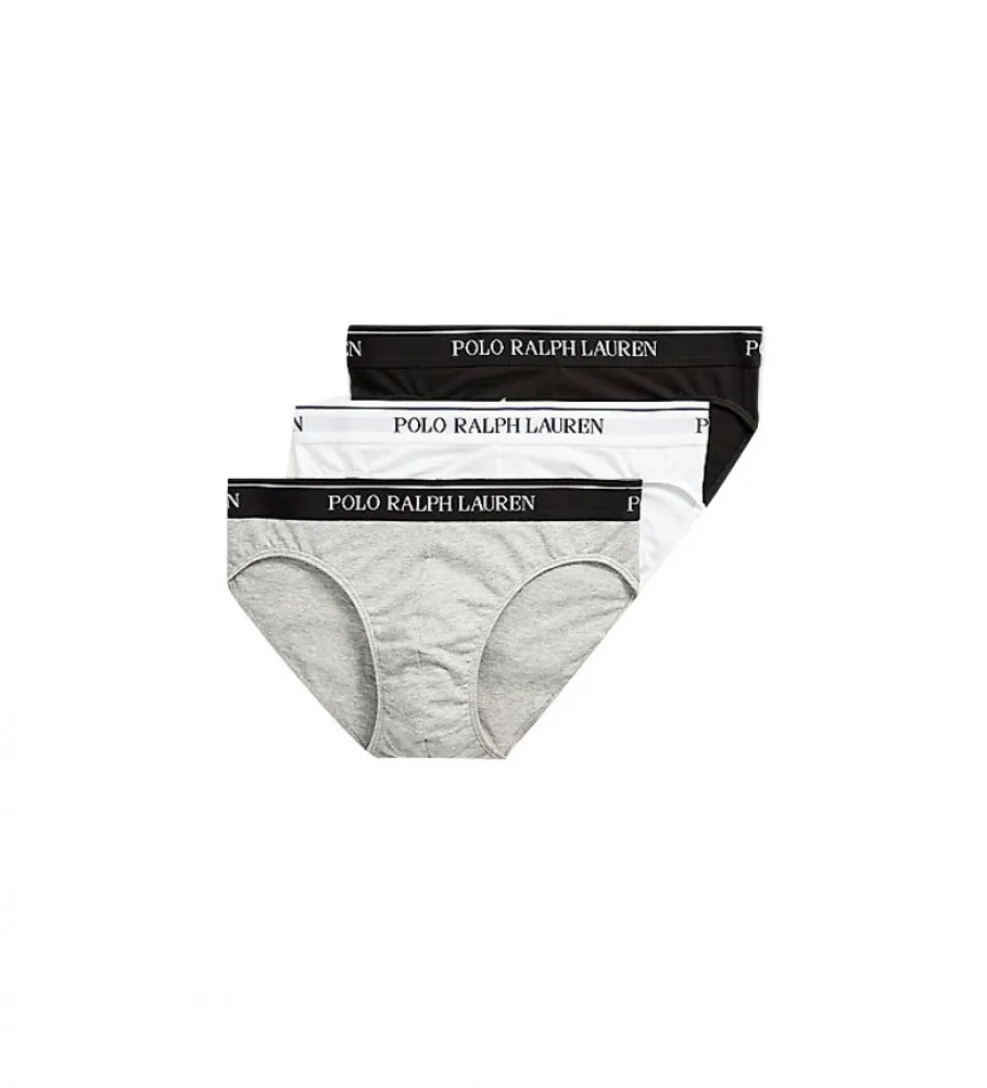 Pack de 3 Slips Low Rise negro, gris, blanco