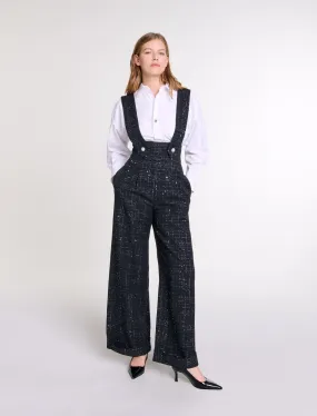 Pantalón largo con tirantes de tweed