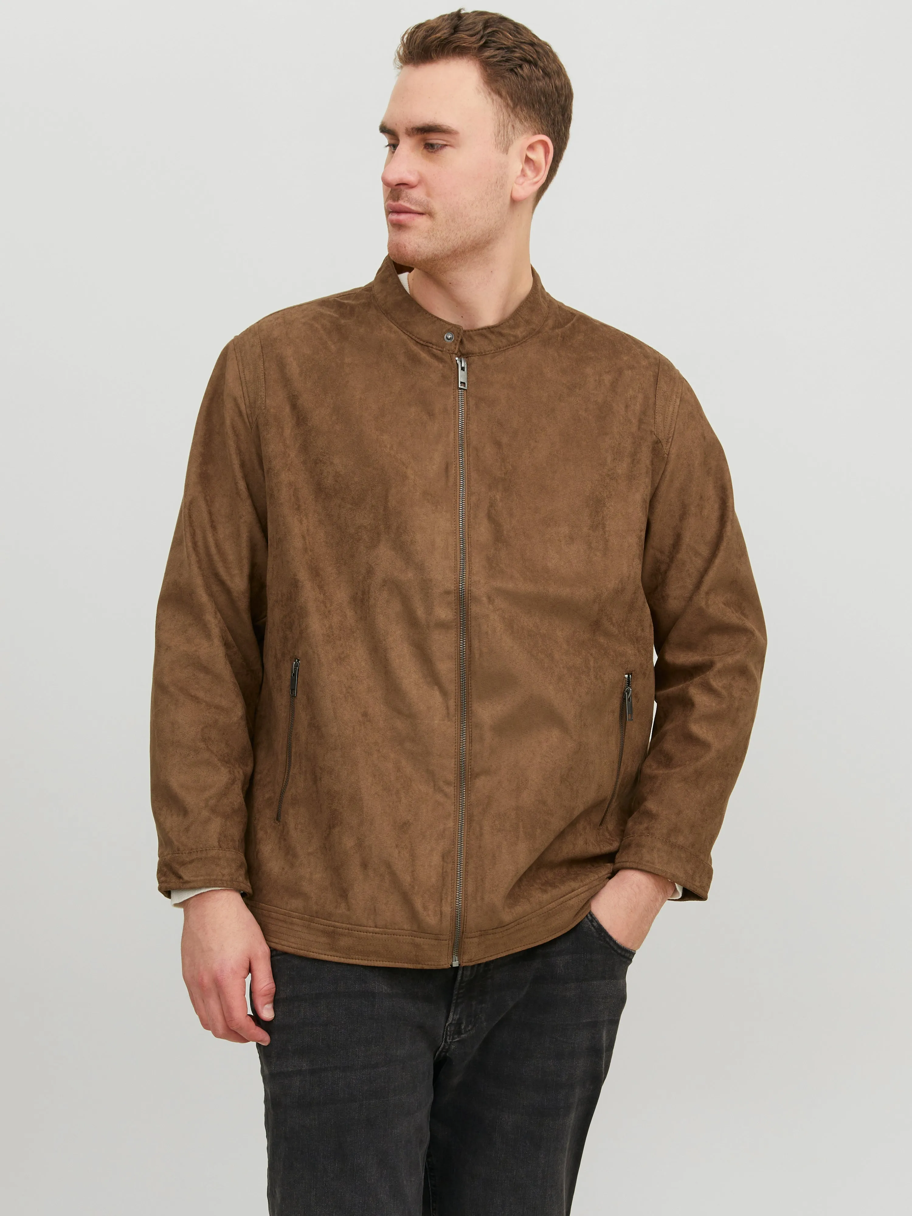 Plus Size Chaqueta de cuero sintético | Marrón claro | Jack & Jones®