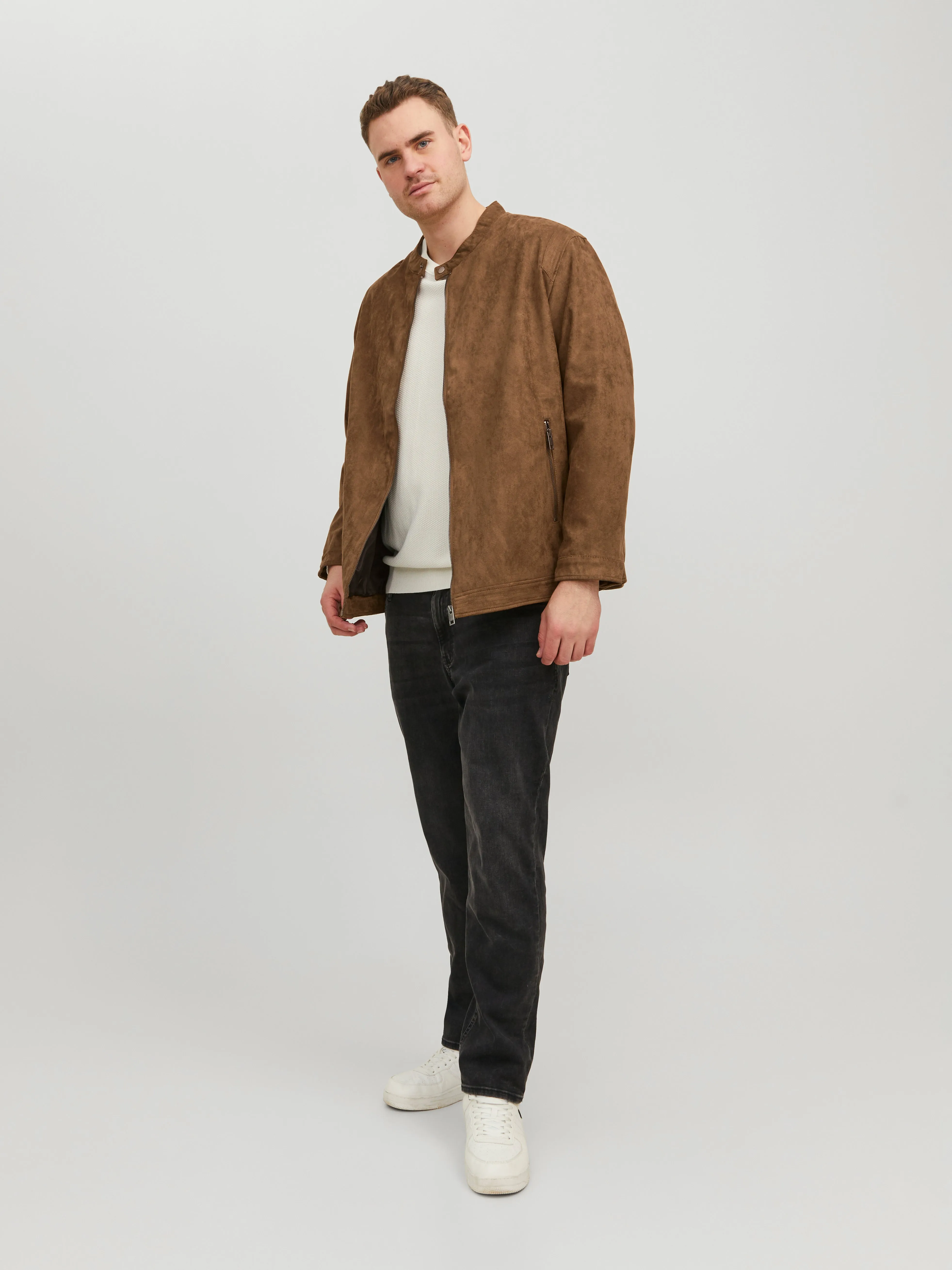 Plus Size Chaqueta de cuero sintético | Marrón claro | Jack & Jones®