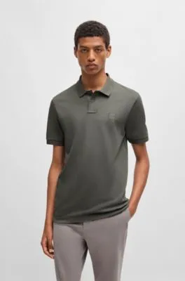 Polo slim fit de algodón elástico con parche de logo