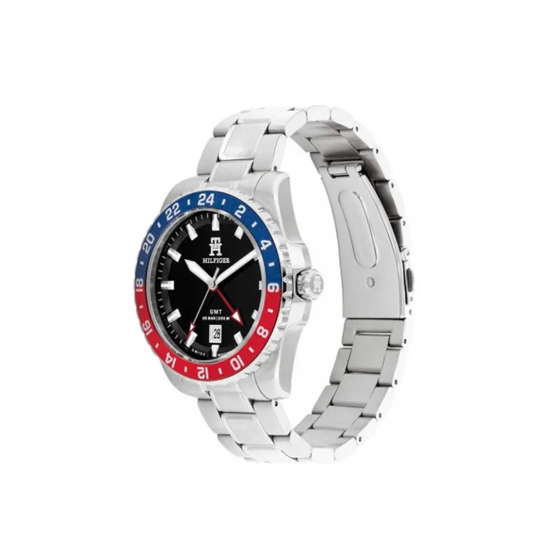 Reloj Tommy Hilfiger TH85 Plateado y Negro Analógico Suizo 1792131