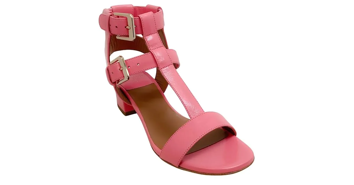 Sandalias estilo gladiador Daho de cuero rosa de Laurence Dacade 