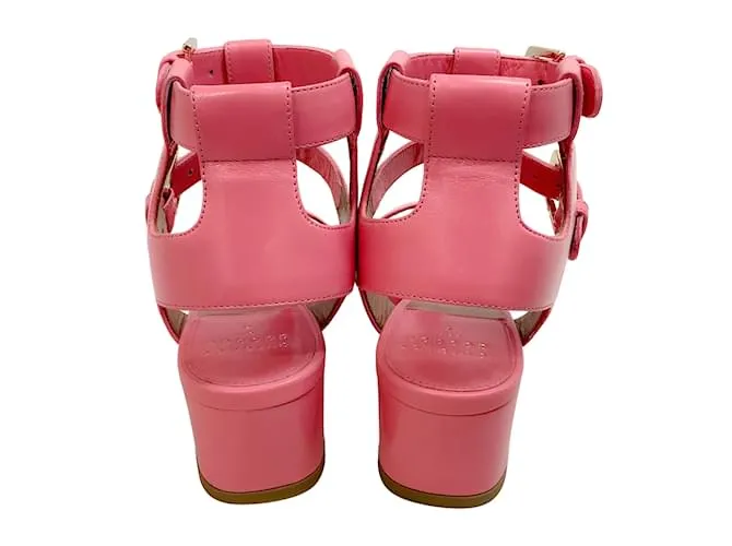 Sandalias estilo gladiador Daho de cuero rosa de Laurence Dacade 