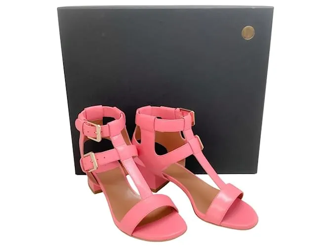 Sandalias estilo gladiador Daho de cuero rosa de Laurence Dacade 