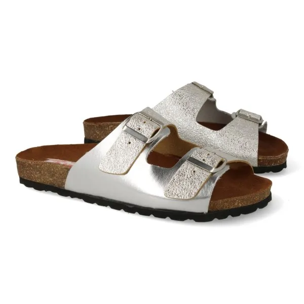 SANDALIAS HEBILLAS MUJER BIO PLATA MOD. EDNA PLA