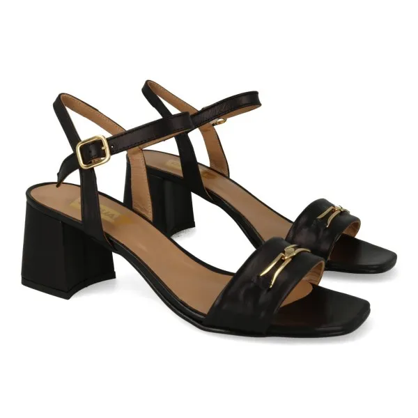 SANDALIAS TACON ANCHO NEGRAS MUJER MOD. AMORET