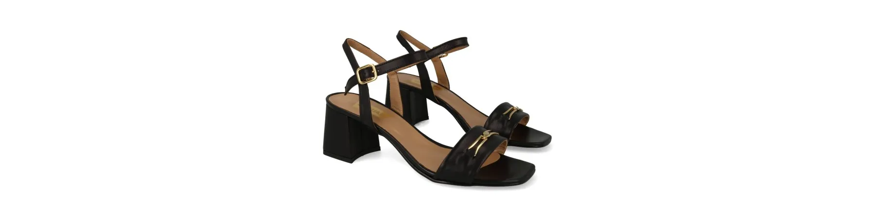 SANDALIAS TACON ANCHO NEGRAS MUJER MOD. AMORET