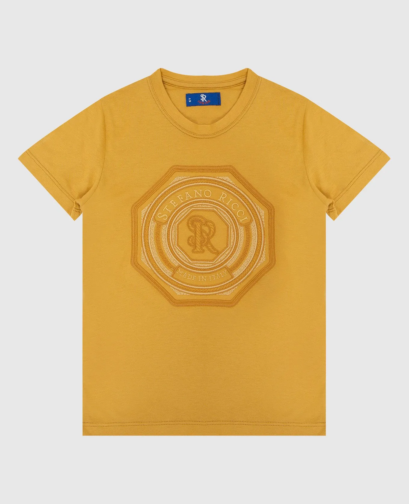 Stefano Ricci Children's mustard t-shirt with embroidery