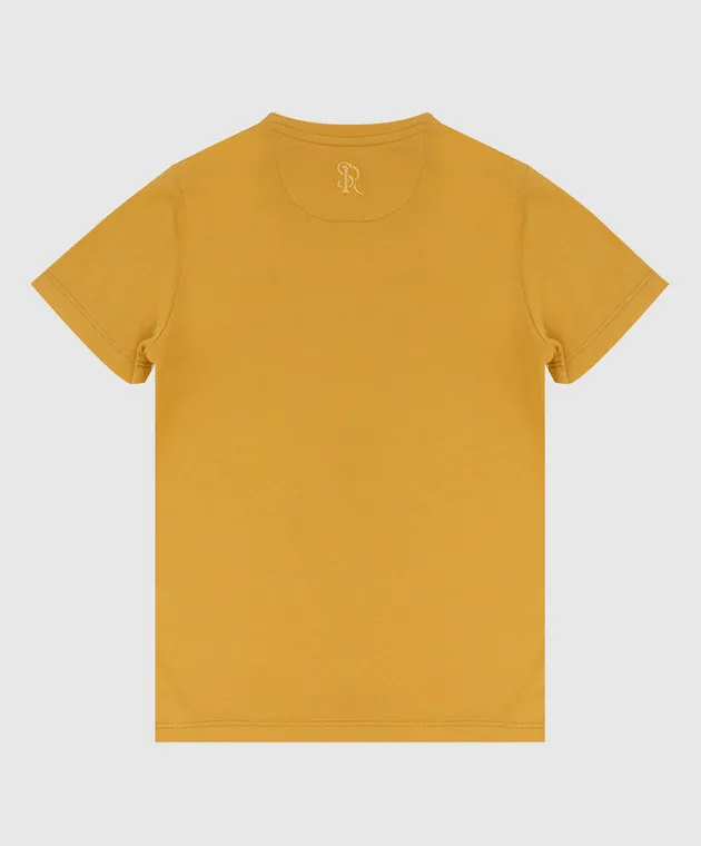 Stefano Ricci Children's mustard t-shirt with embroidery