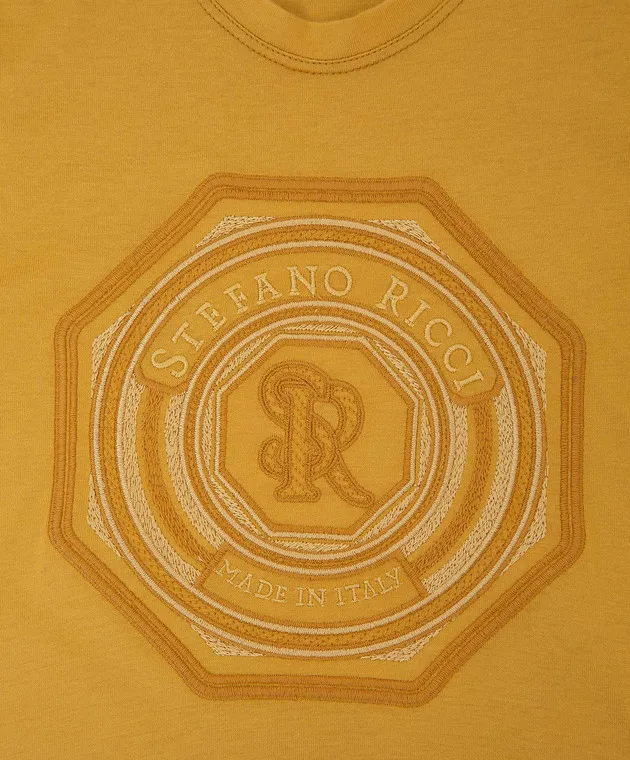 Stefano Ricci Children's mustard t-shirt with embroidery