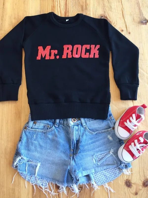 SUDADERA BABY "MR. ROCK" NEGRA