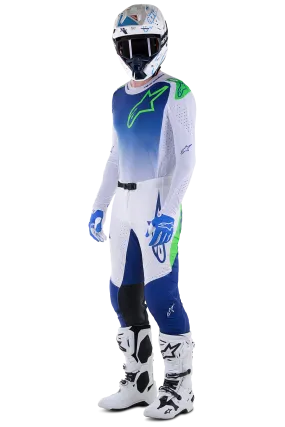 Traje de Cross Alpinestars Supertech Risen Azul Rayo-Blanco-Verde Fluo