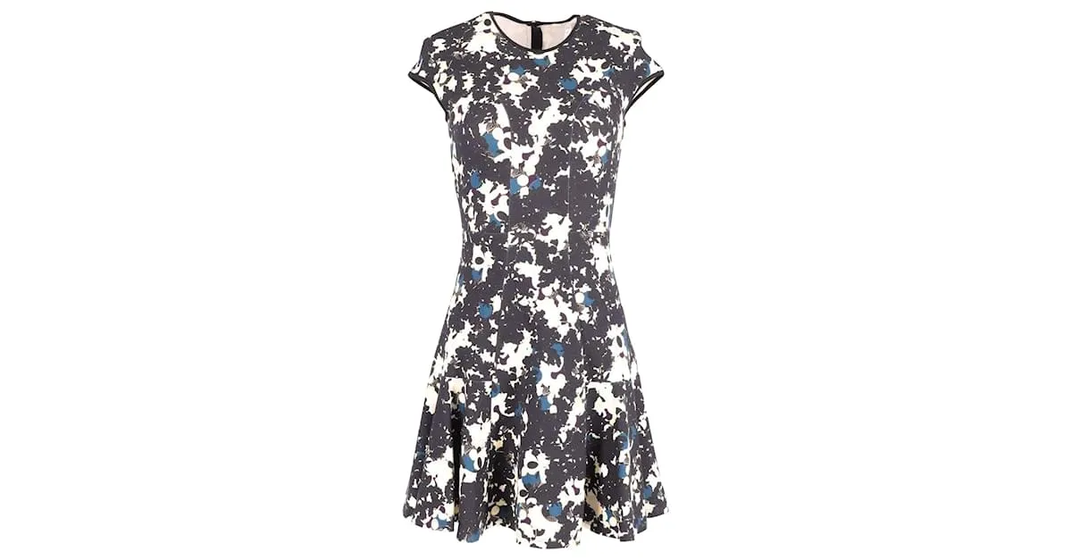 Vestido Estampado Erdem en Poliéster Negro 