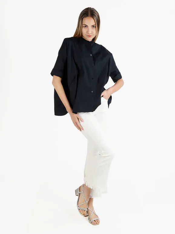 Wendy Trendy Camisa oversize de mujer con cuello mao